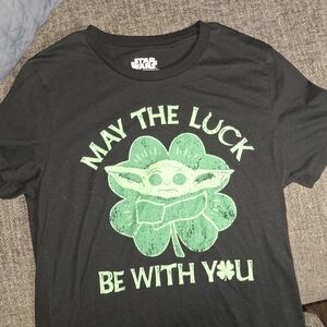 Star Wars Black Tee with Green Yoda Graphic